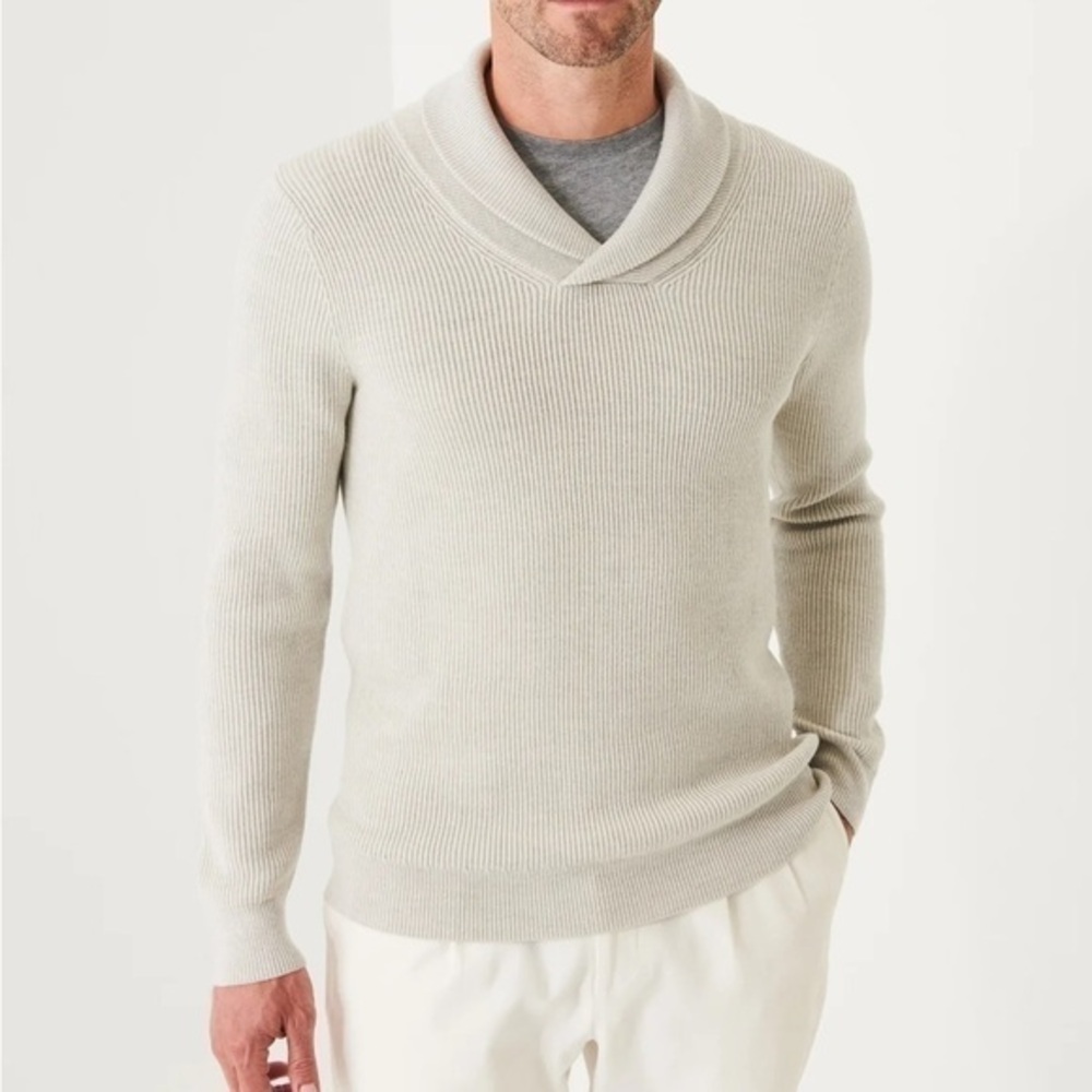 PATRICK ASSARAF SHAWL COLLAR MERINO WOOL SWEATER SIZE M